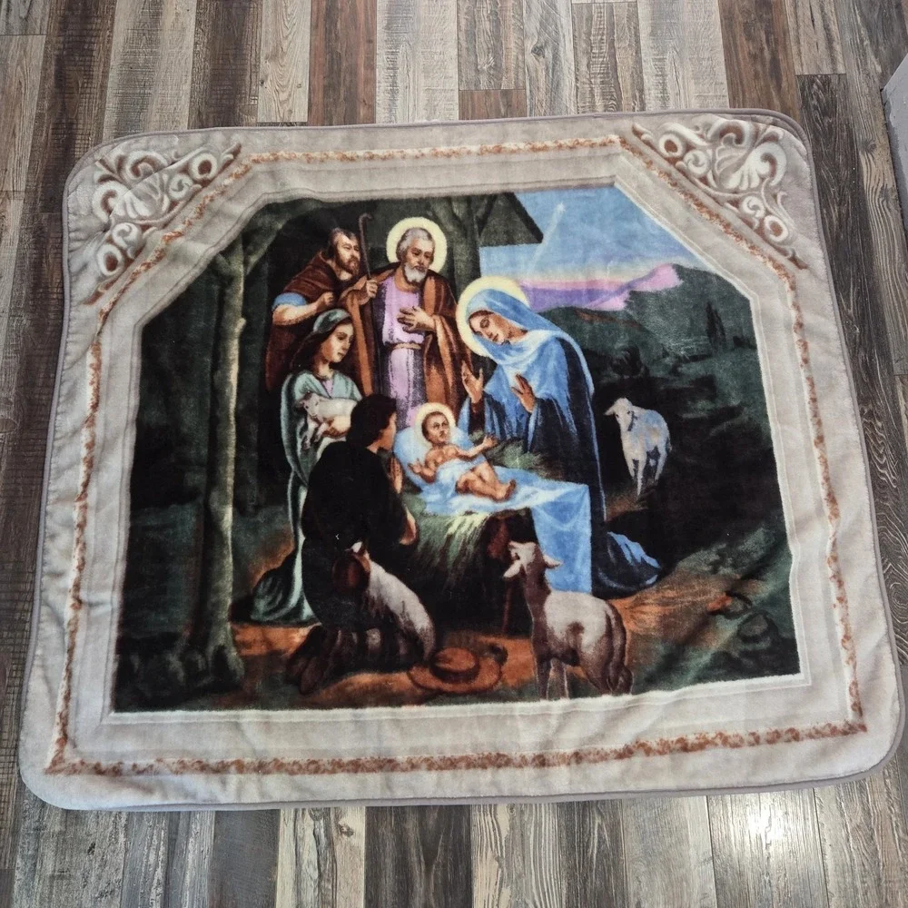 Nativity Scene Throw Blanket Christmas 50x60